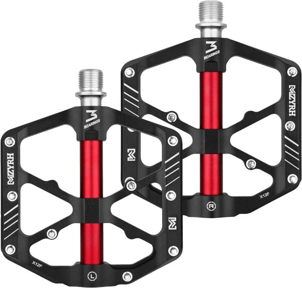 3 Bearings Mountain Bike Pedals Platform Bicycle Flat Alloy Pedals 9/16" - Image 3
