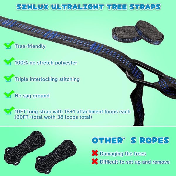 SZHLUX Kids Hammock - Kids Camping Gear, Camping Accessories with 2 Tree - Image 6