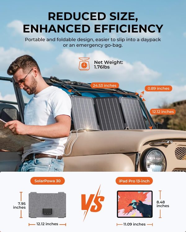 BigBlue 30W Solar Panel with Fast Charging USB-A, PD 24W USB-C and DC - Image 3