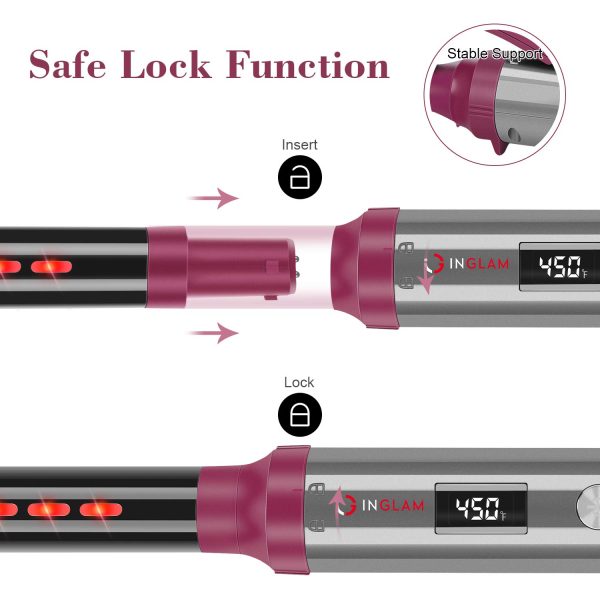 IG INGLAM Professional 8-in-1 Curling Iron Wand Set, Instant Heat Up Hair - Image 5