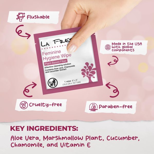 LA Fresh Feminine Wipes with Aloe Vera, Chamomile Extract, Cucumber, and - Image 7