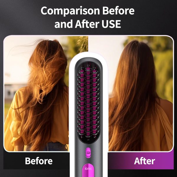 Cordless Hair Straightener Brush, Portable Hair Straightener for - Image 8