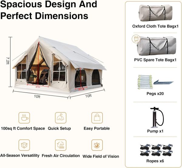 2025 Upgraded 100% Waterproof Inflatable Camping Tent, Large Blow-Up Air - Image 7