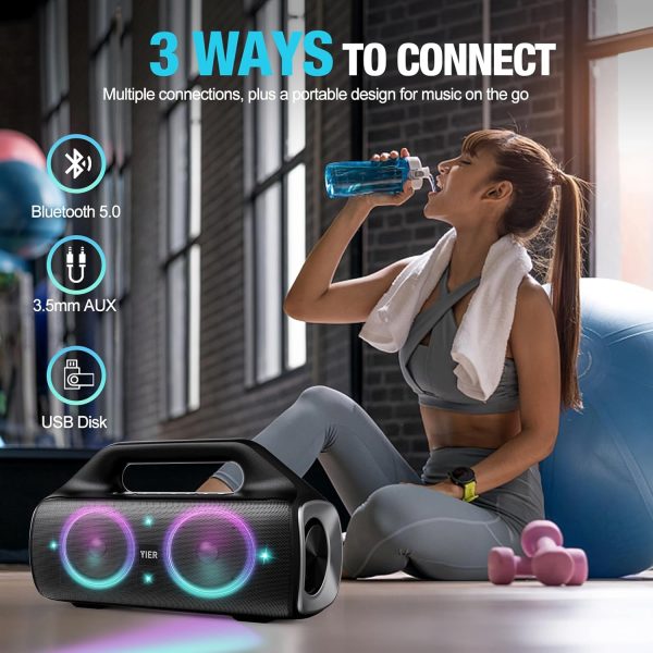 Portable Bluetooth Speakers, 80W Peak Wireless Outdoor Speaker with - Image 6