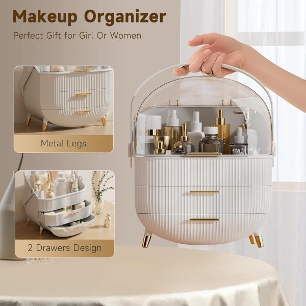 Makeup Storage Organizer with Lid, Waterproof Cosmetics Skincare Organizer - Image 2