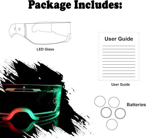 LED Light Up Glasses For Party LED Glasses For Adults Kids Futuristic - Image 7