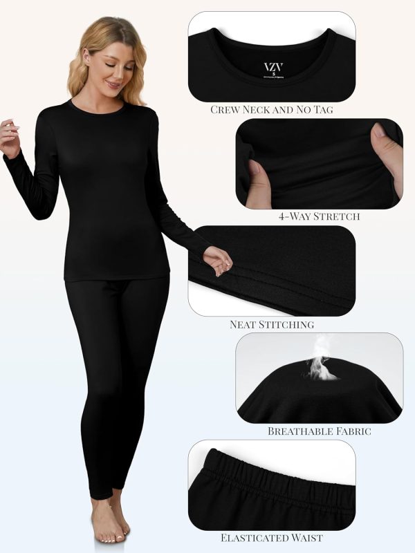 VZV Thermal Underwear for Women, Long Johns for Women Thermal Sets Fleece - Image 4