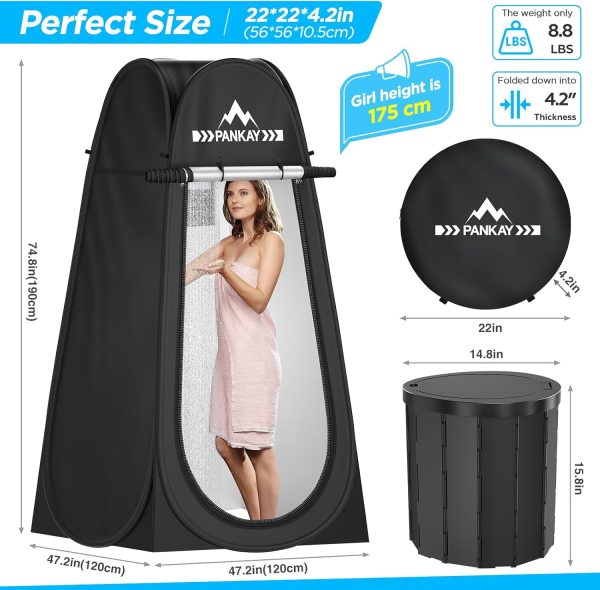 Pankay Camping Toilet with Pop up Privacy Tent, X Large Portable Toilet - Image 3