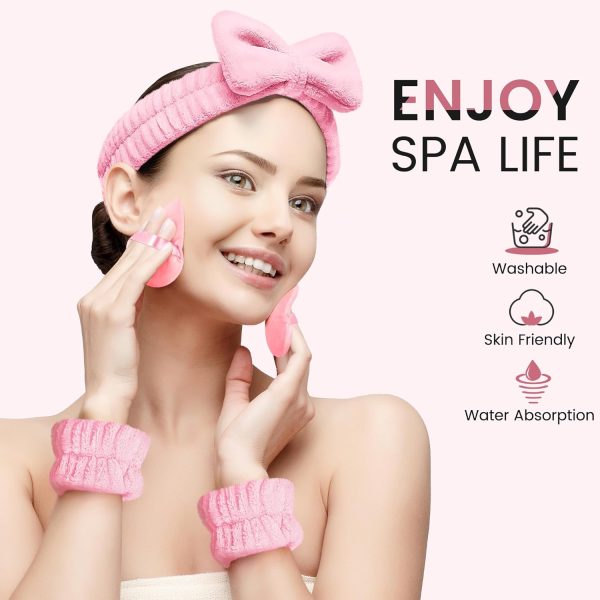 Crosize Headbands and Wristbands Set for Washing Face, Spa, Skincare, Gift - Image 4