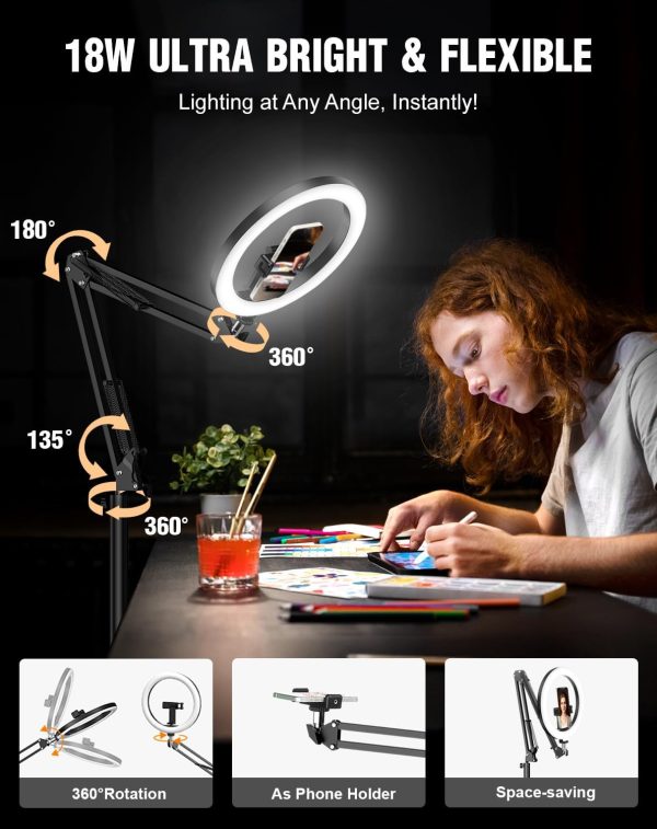 Upgrade 18W Ring Light with Stand Tripod for iPhone, 10” Ultra Bright - Image 2