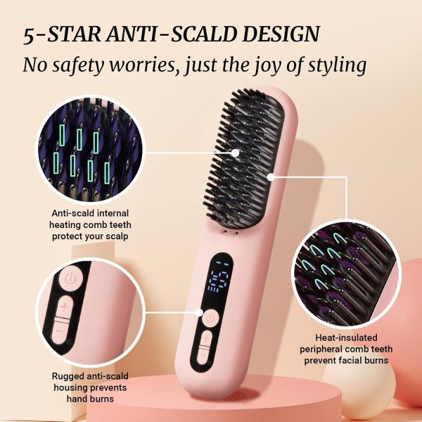 LOWRA ROUGE Hair Straightener Brush, 2 in 1 Negative Ionic Hair - Image 4