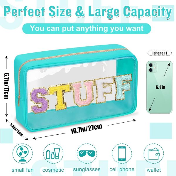 Chenille Letter Clear Makeup Bags Stuff Pouch, Preppy Patch Makeup Bag with - Image 2