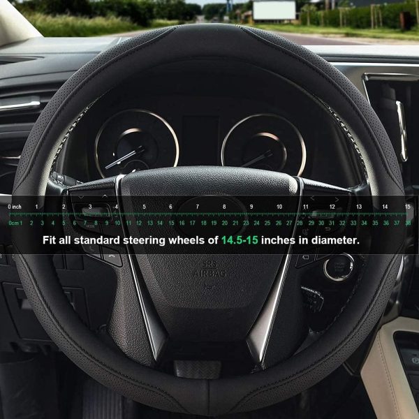 Xizopucy Car Steering Wheel Cover,14.5-15 Inch Black Universal Microfiber - Image 5