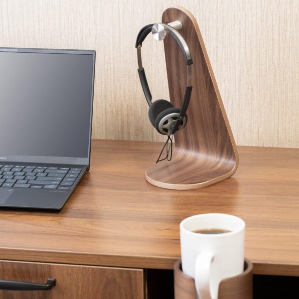 Universal Headphone Stand Wood, Walnut Headset Stand for Desk, Walnut - Image 2