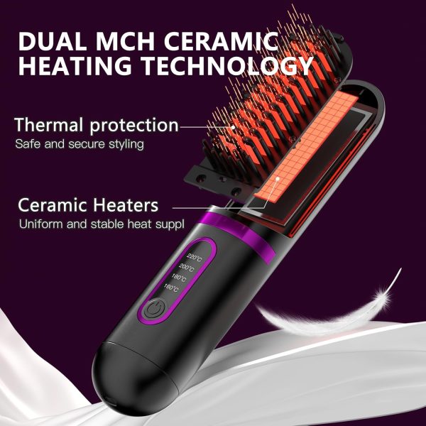 Cordless Straightening Brush - Negative Ion Women's Straightening Brush, - Image 4