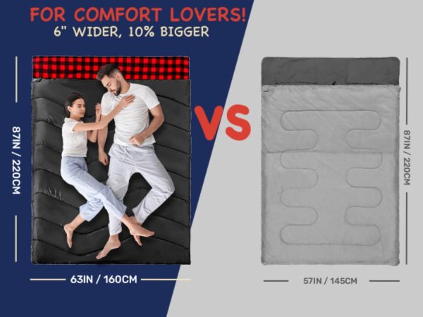 Double Sleeping Bag for Adults Kids Camping, XL Queen Size Sleeping Bag for - Image 6