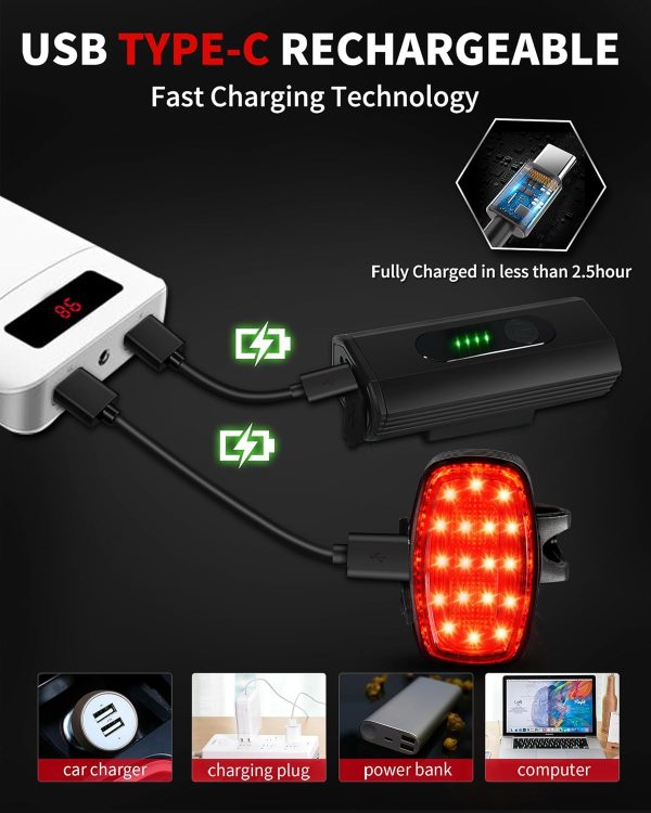 DARKBEAM Bike Headlight Rechargeable USB-C, Bicycle Lights 4000LM Ultra - Image 5