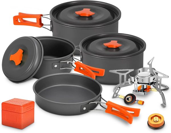 Camping Cookware Mess Kit Set with Stove - Backpacking Camping Pots and - Image 9