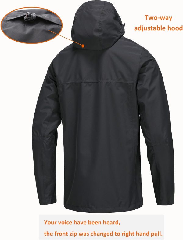 Mens Lightweight Hooded Waterproof Rain Jacket Breathable Raincoat Shell - Image 2