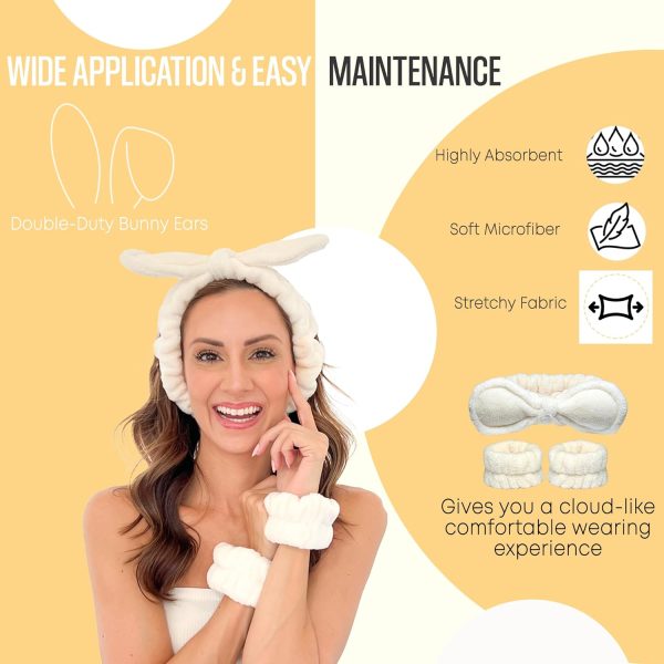 Face Washing Headband Set with Wristbands - Ivory - Women Hair Care - Image 3