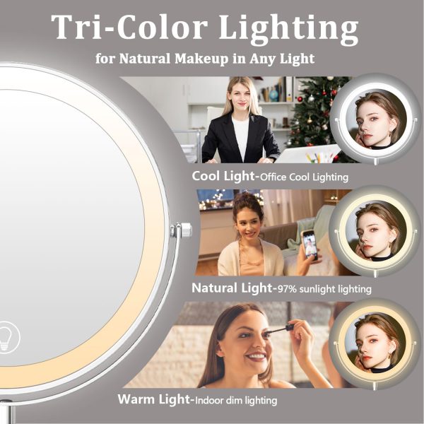 9in Makeup Mirror with Lights, 1x/20x 5000mAh Rechargeable Lighted Makeup - Image 5