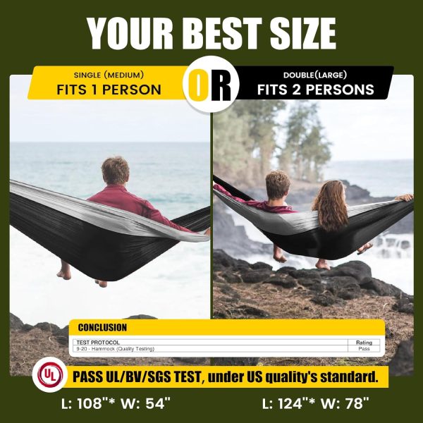 Camping Hammock,Camping Essentials,Lightweight Portable Double & Single - Image 3