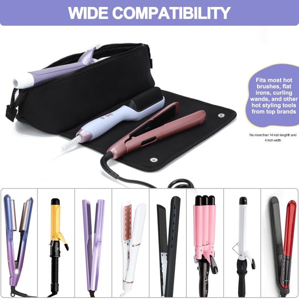Travel Essentials Neoprene Hair Style Tools Bag w/Fireproof Mat for Flat or - Image 6