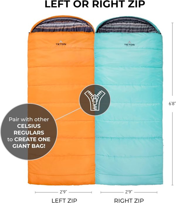 Teton Celsius Regular, -25F, 20F, 0F Degree Sleeping Bags, All Weather Bag - Image 2