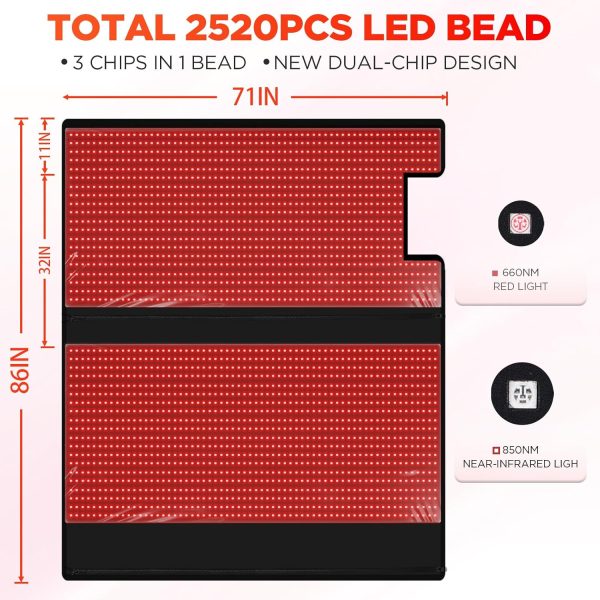 Red Light Therapy Pad,Red Light Therapy for Body 2520 LEDs Red Light - Image 3
