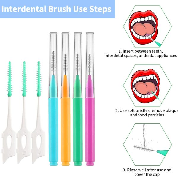 Interdental Brush, 100Pcs Soft Braces Brush Set, 40Pcs Tooth Flossing Head - Image 3