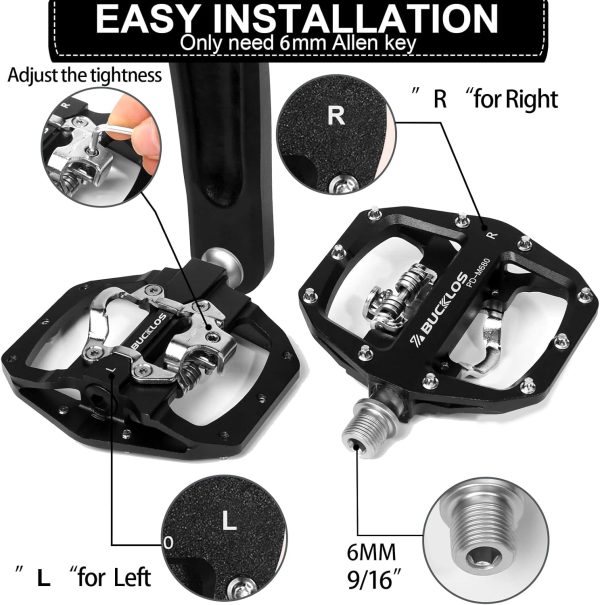 BUCKLOS SPD Pedals PD-M680 Mountain Bike Clip in SPD Flat Combo Dual Sided - Image 5