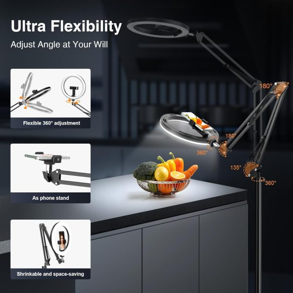 Evershop Ring Light with Stand Overhead Phone Mount Holder,10” Ring Light - Image 3