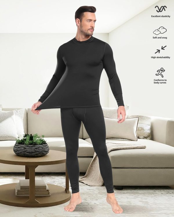 UNIQUEBLLA Long Johns Thermal Underwear Set for Men Thermal Base Layer Cold - Image 5