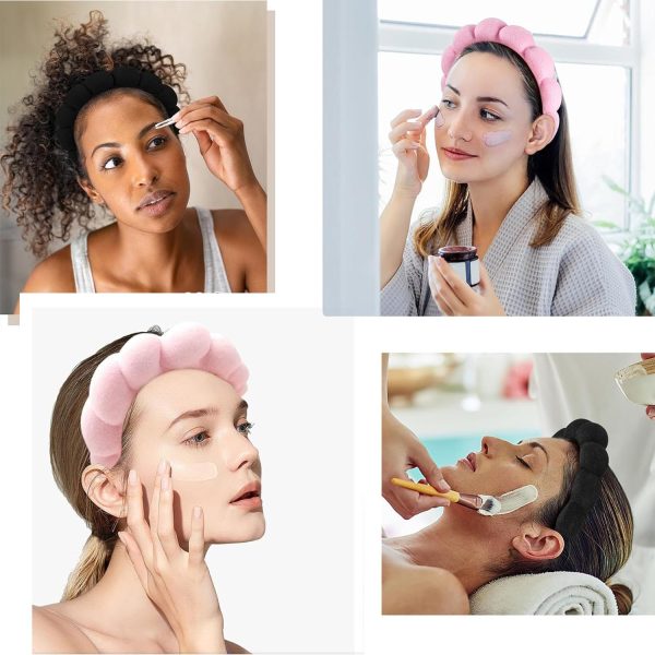 Spa Facial Exfoliator and Makeup Removal Headband - Terry Cloth Bubble Soft - Image 4