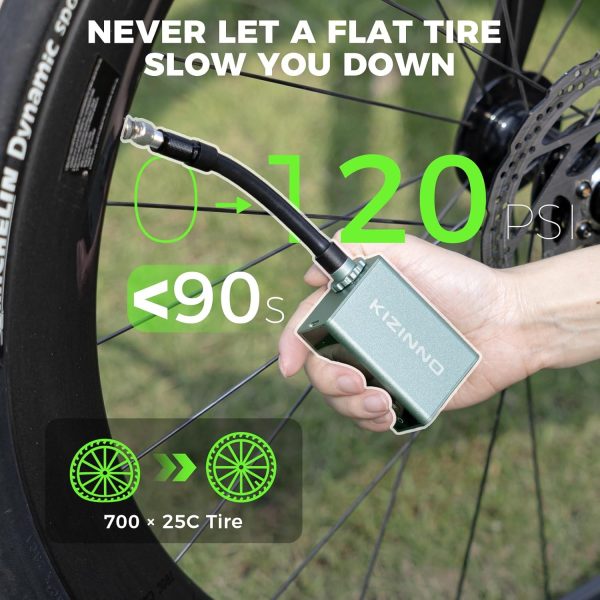 Mini Bike Pump Portable Bike Tire Pump, Max 120 PSI Electric Bicycle Pump, - Image 5