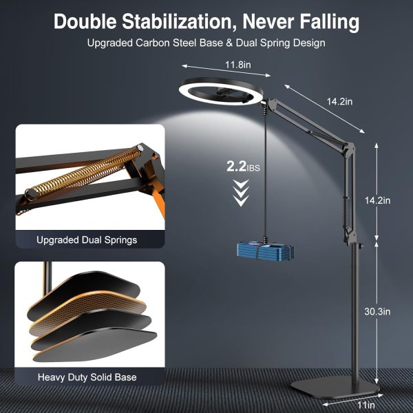 Evershop Ring Light with Stand Overhead Phone Mount Holder,10” Ring Light - Image 4