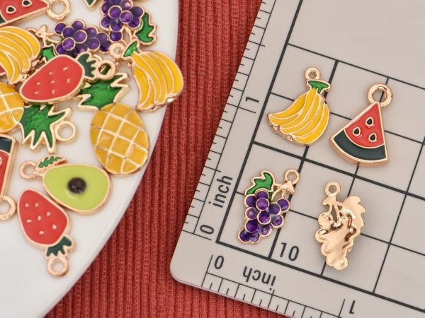 VIDRIO Pack of 80 Grapes Enamel Charms Gold Plated Colored Pendants - Image 2
