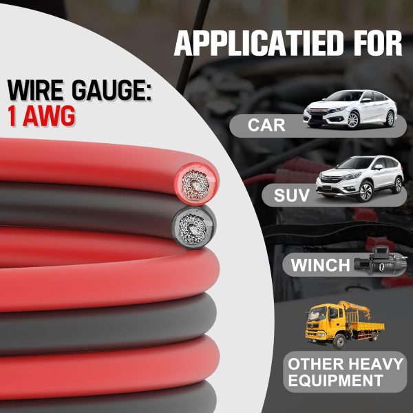 FIERYRED 1 Gauge 30 FT Quick Connect Jumper Cables, 1500A Heavy Duty - Image 2