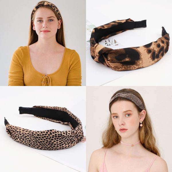 TOBATOBA Cute Fashion Leopard Print Headbands, 3Pcs Knotted Cheetah Print - Image 6