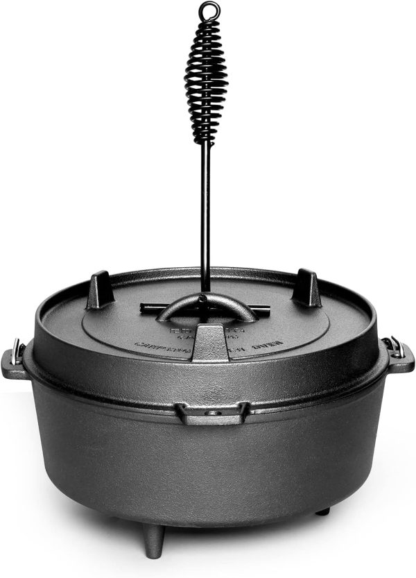 Pre-Seasoned Cast Iron Dutch Oven With Skillet Lid, Outdoor Camping Deep - Image 4