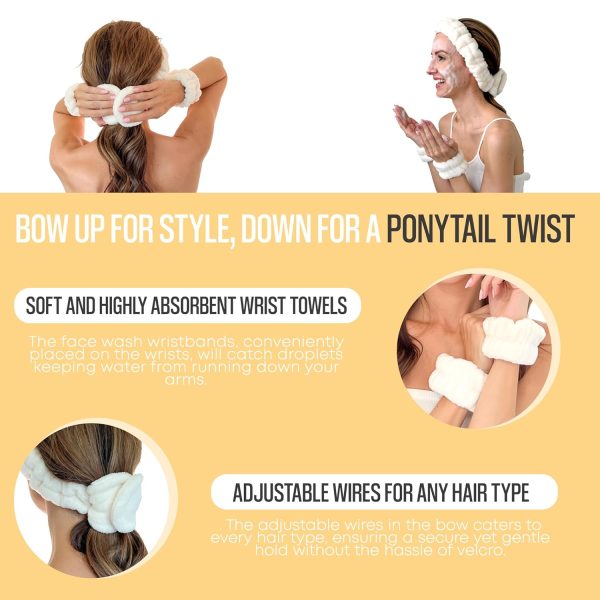 Face Washing Headband Set with Wristbands - Ivory - Women Hair Care - Image 4