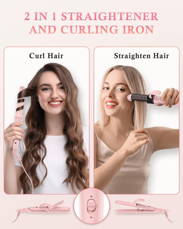 Travel Curling Iron,100-120V Dual Voltage Curling Iron 1 inch,2 in 1 Hair - Image 2