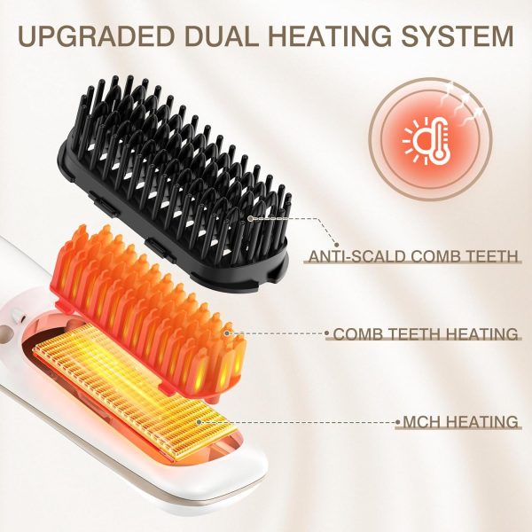 Luxspire Cordless Hair Straightener Brush, Dual Power Hair Brush - Image 5