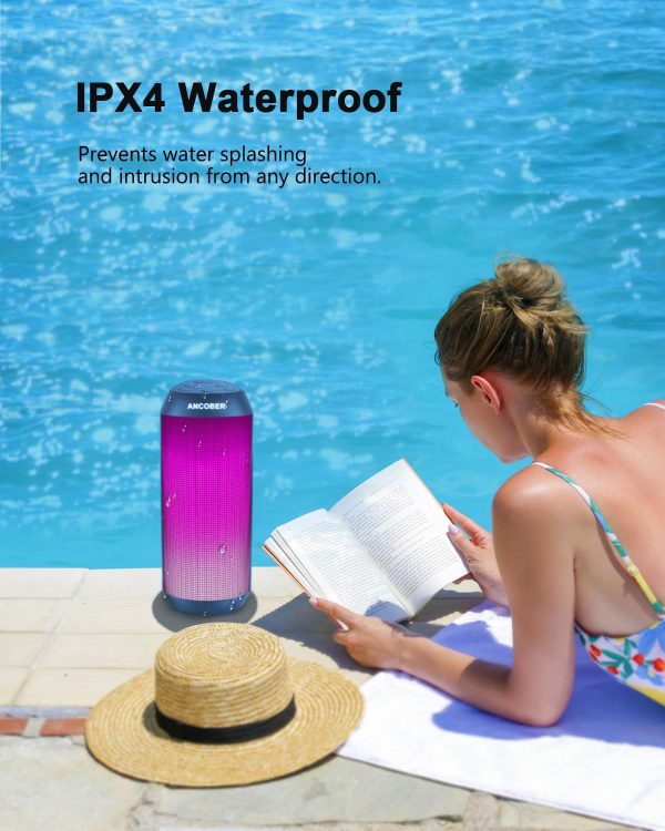 Bluetooth Speaker, Portable Wireless HD Stereo Sound with Cool Lights, IPX4 - Image 6