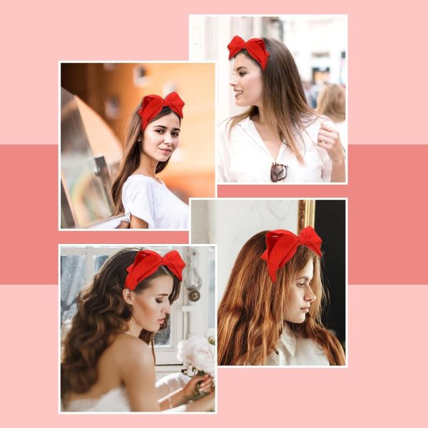 Red Women's Bowknot Headband with Double Layer Bow Hair Care Accessories - Image 6