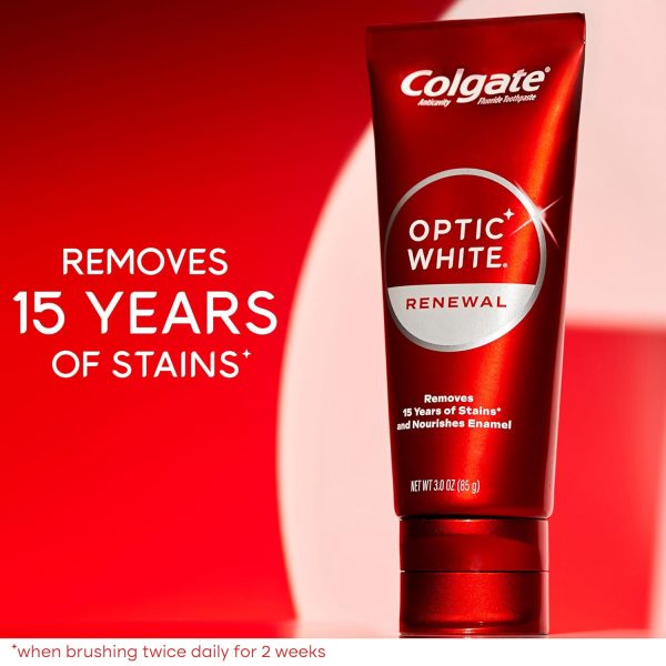 Colgate Optic White Renewal Teeth Whitening Toothpaste, Whitening Fluoride - Image 3