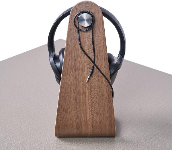 Universal Headphone Stand Wood, Walnut Headset Stand for Desk, Walnut - Image 5