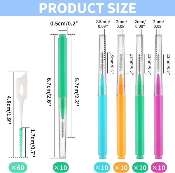 Interdental Brush, 100Pcs Soft Braces Brush Set, 40Pcs Tooth Flossing Head - Image 2