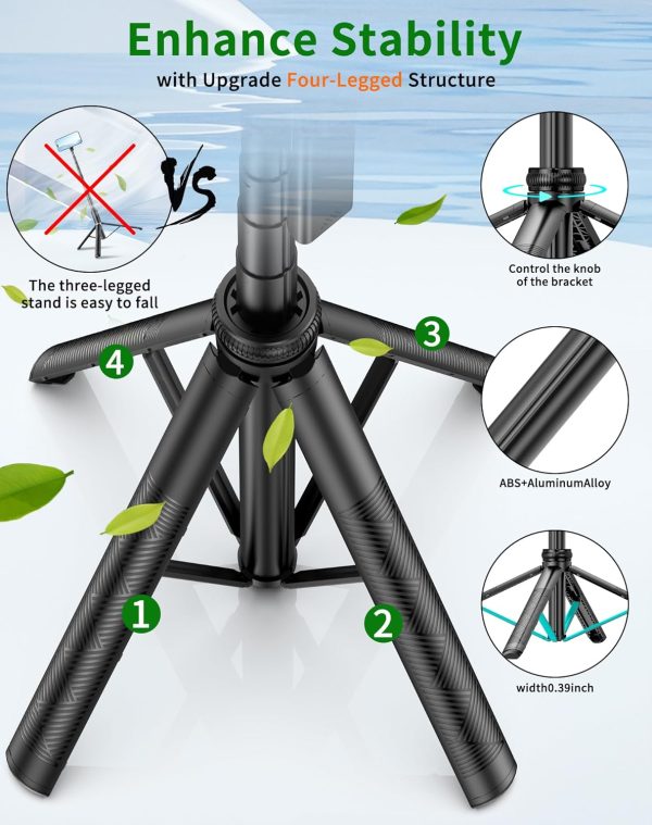 Phone Tripod & Selfie Stick, 71" Phone Stand,Cell Phone Tripod with - Image 3