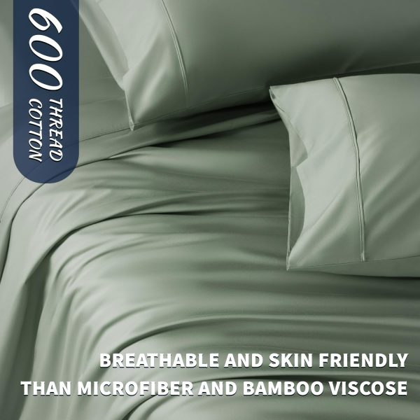 Shilucheng 100% Cotton Queen Size Sheets Set - 600 Thread Count，Luxury - Image 6